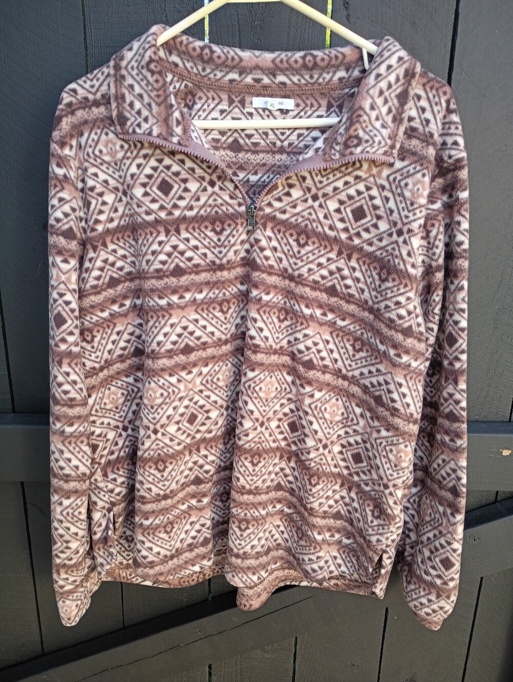 Maurice's Cozy Aztec Print Fleece Pullover - Brown & Cream